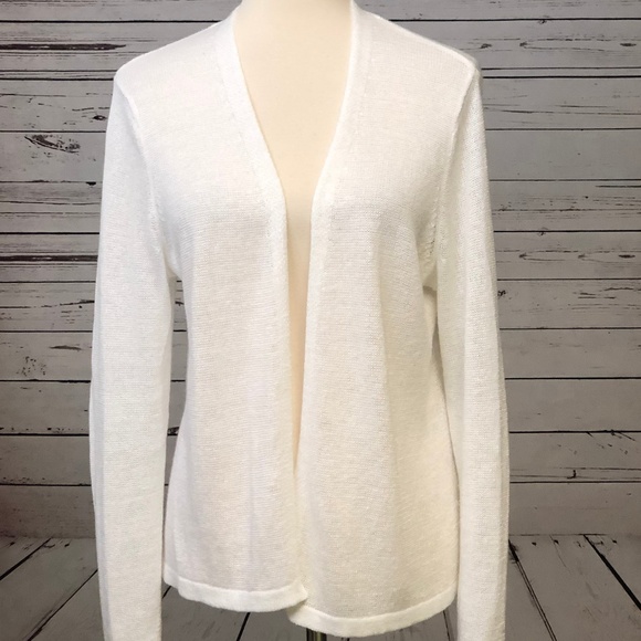 J Jill Linen Blend Open Front Sweater 
